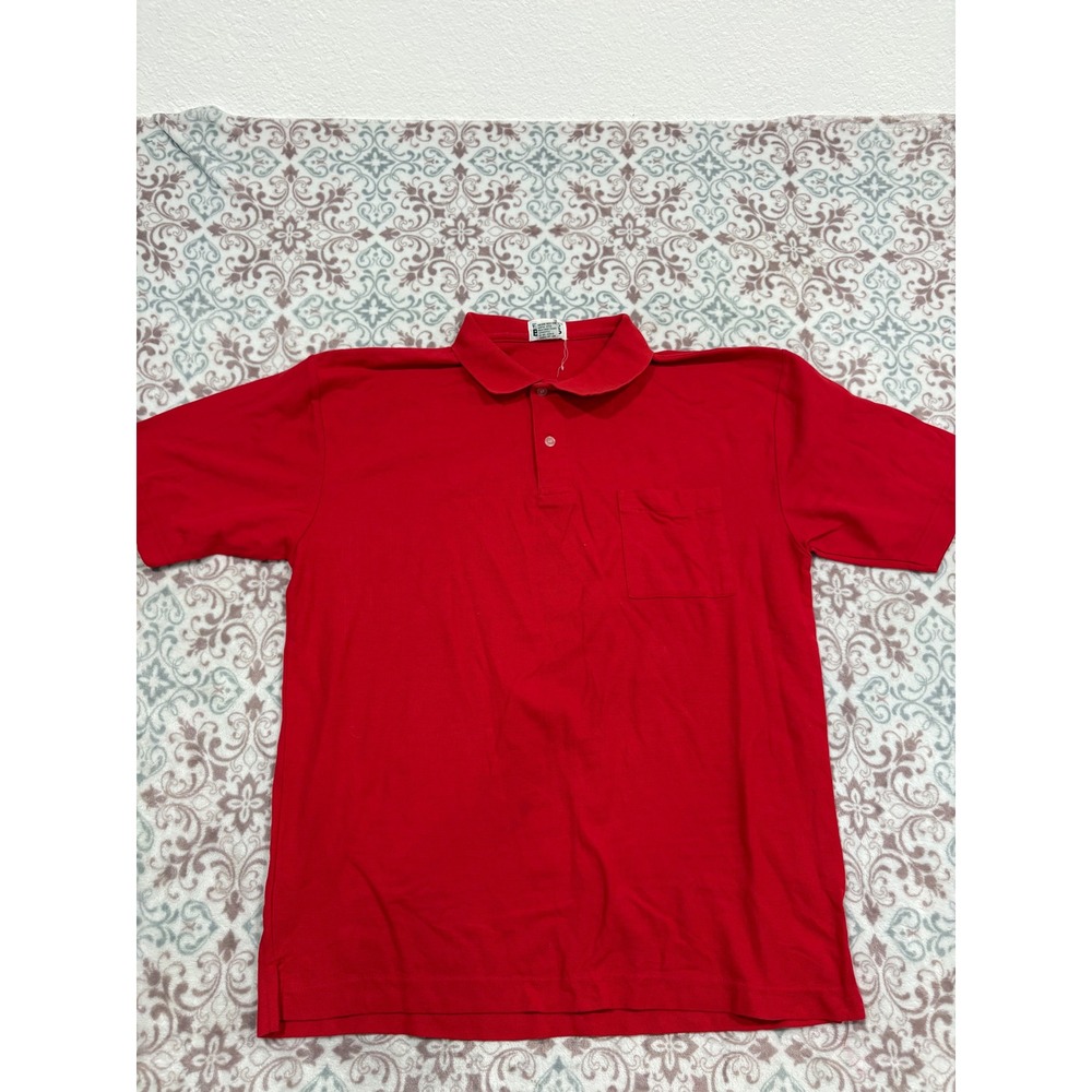 Trend Basics Mens Red Short Sleeve Pocket Polo Shirt Large Cotton Blend Classic